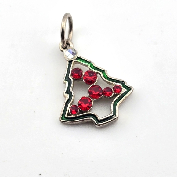 Holiday Tree Charm with Red Crystals & Green Enamel Accent - Picture 1 of 2